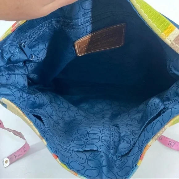 Fossil striped canvas leather crossbody satchel - Picture 8 of 11